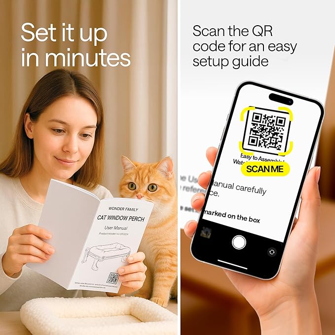 4-in-1 Elevated Cat Couch Bed – Holds 44 lbs – Secure Mount to Window, Sill, Bed, Floor – Removable Washable Plush Cushion – Cat Window Perch Indoor Sofa for Pets for Large Cats & Small Dogs