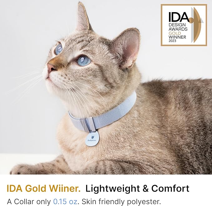 Safety Cat Collar Pro - U.S. IDA Gold Awarding Design, Elastic Quick Release Cat Collar with Buckle Non Breakaway - Lightweight for Kitten All Small Large Cats (Sierra Blue, M 7.9-15.7")