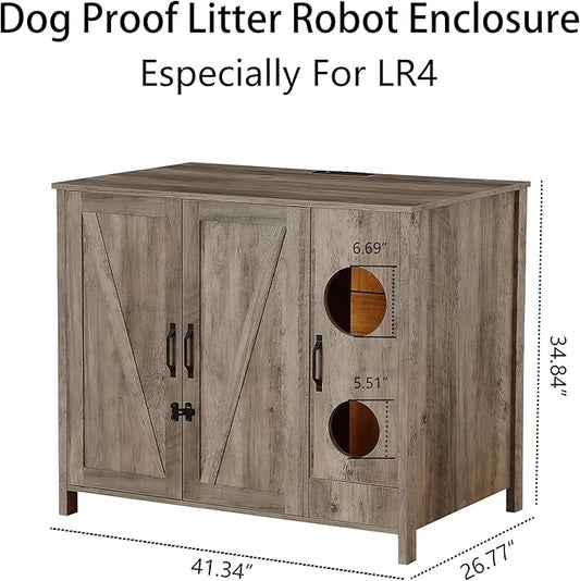 Cat Litter Robot Enclosure, Automatic Litter Box Enclosure for Litter Robot 3/4,Cat-Exclusive entrace for Dog Proof and Fun,Charging Station for cat Litter Cabinet,Litter Collector and Lock,Grey