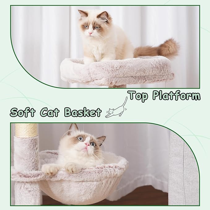 Cat Tree, 41.3" Cat Tower for Indoor Kittens with Scratching Board and Posts, Multi-Level Cozy Cat Condo with 2 Perches, Hammock, Balls, Mushroom GCT005SMU