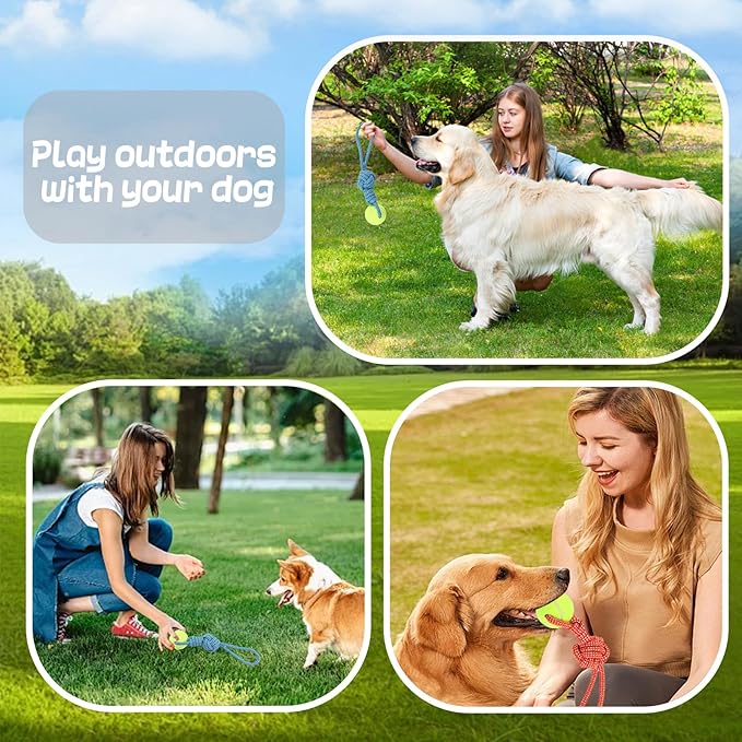 Dog Rope Toy for Medium and Small Dogs Interactive Puppy Toys Tug of War Rope Tether Tug Outdoor Dog Toy 1 Knot Puppy Teething Chew Cotton with Tennis Ball