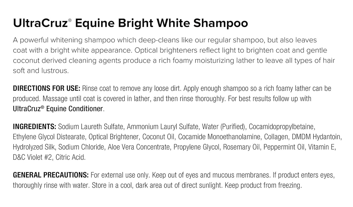 UltraCruz - sc-516943 Equine Bright White Horse Shampoo and Conditioner Bundle, 32 oz Each