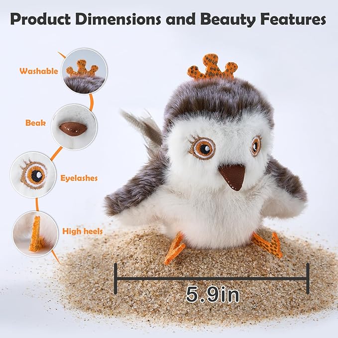 Interactive Cat Toys for Indoor Cats & Kittens (No Flying) – Flapping Bird Catnip Toy with Chirping Sound, Rechargeable & Lifelike Pet Toy, Juguetes para Gatos (Small, Sandpiper)