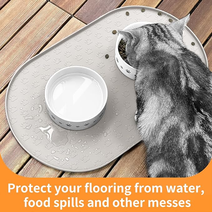 KPWACD Dog Food Mat Anti-Slip Bowl Mats for Food and Water, High-Lips Waterproof Pet Placemat Prevent Messy Spills to Floor, Silicone Puppy Feeding Trays for Large Medium Small Dogs Cats