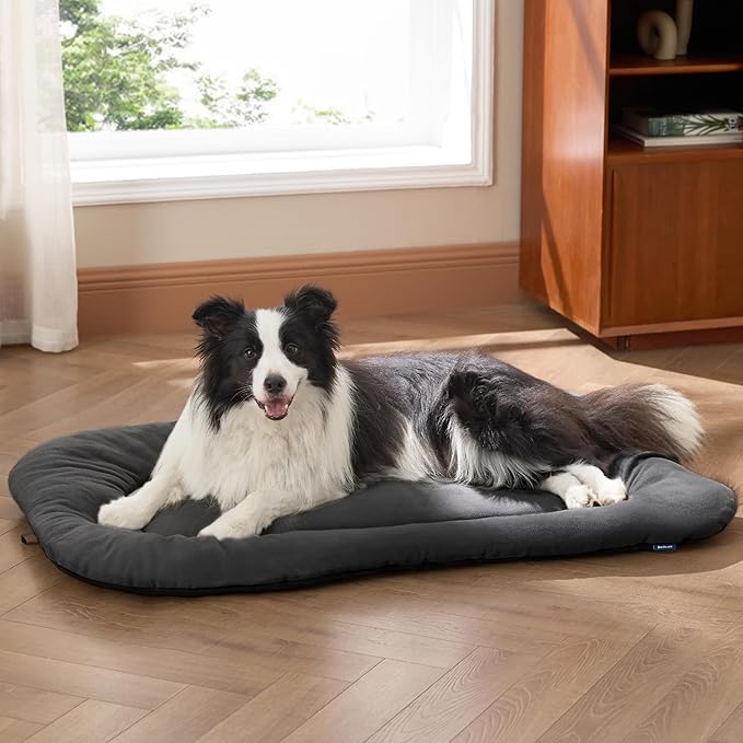 Bedsure Washable Dog Crate Pad for Extra Large Dogs, Anti-Slip Puppy Kennel Dog Bed for Crate - Ultra Soft Fleece Flat Thin Pet Mat (Not Chew Proof), Grey XL 41"x27"