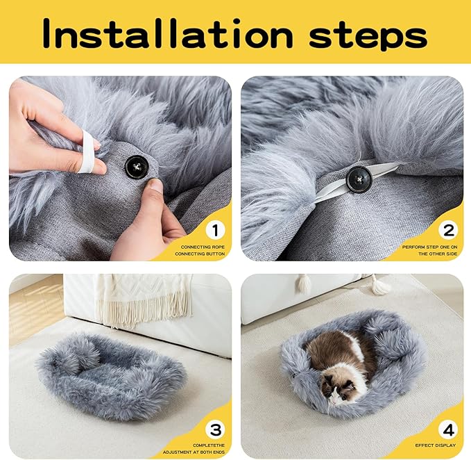 Fluffy Dog Cat Bed Mat 19.6x31.4 inch, Washable Soft Plush Faux Fur Warm Area Puppy Pads Blanket for Indoor Pet Sleep Cushion Grey