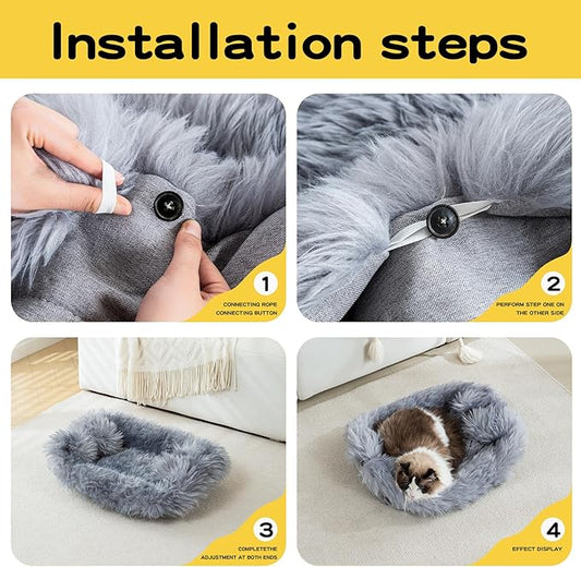 Fluffy Dog Cat Bed Mat 19.6x31.4 inch, Washable Soft Plush Faux Fur Warm Area Puppy Pads Blanket for Indoor Pet Sleep Cushion Grey