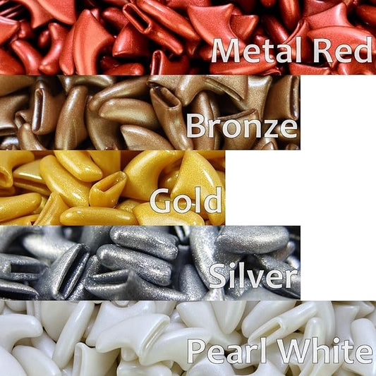 zetpo 100 pcs Cat Nail Caps | Cat Claw Covers | with Adhesives and Applicators (M, Metal Red, Bronze, Gold, Silver, Pearl White)