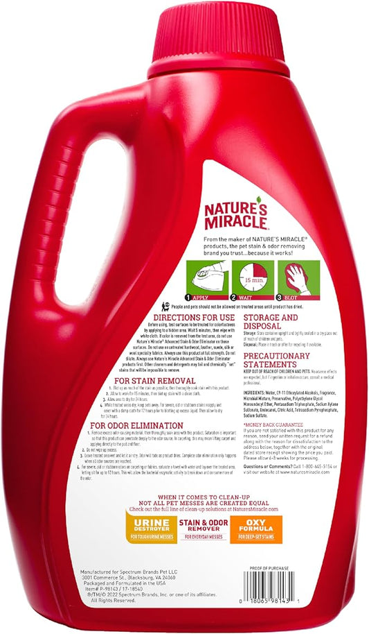 Nature’s Miracle Advanced Stain And Odor Eliminator for Dogs, Fresh Scent, Severe Mess Enzymatic Formula For Tough Pet Messes, 1 Gallon