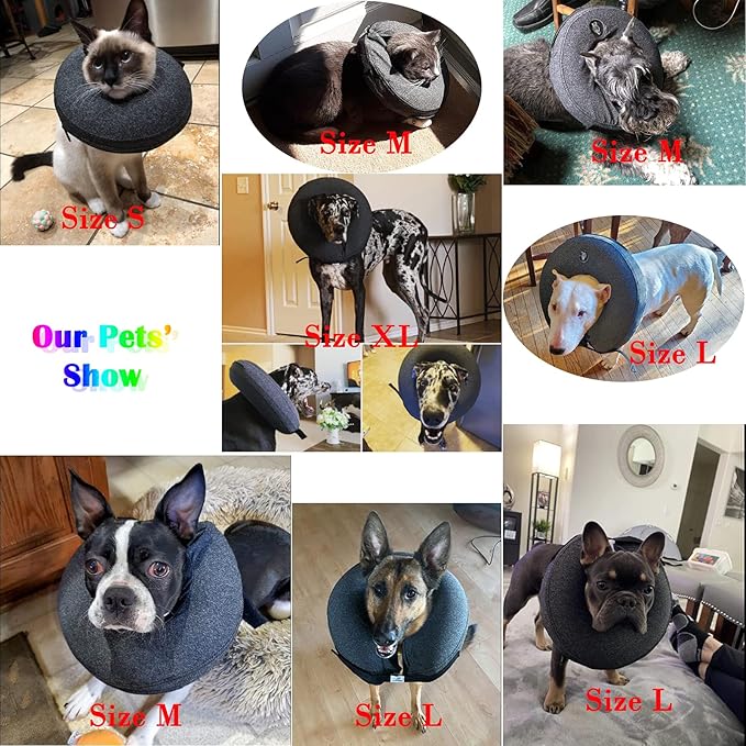 Katoggy Protective Inflatable Recovery Collar, Soft Blow-up Dog Cone Collar, Pet Donut Cone Collar, Comfy Elizabethan Collar After Surgery for Large Dog to Prevent from Biting & Scratching