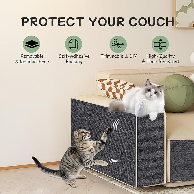 Furniture Pet Protectors Sofa Protector for Cats Couch Corner Protectors for Cat Scratch Furniture Protector Corner Grey 15.8"×78.7"