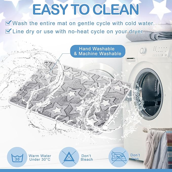 2 Pcs Warming Cat Pad Reflects Heating Dog Crate Self Warming Pad Gray Nursing Cat Blankets Bed Mat for Newborn Kittens Puppies Elder Dog Washable (Double Star,24 x 18)