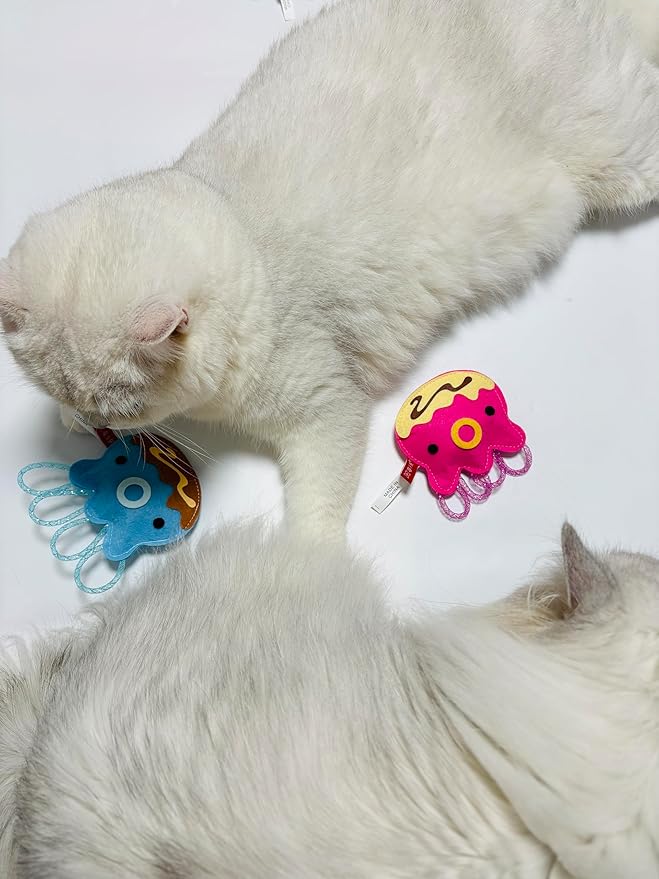 ROHOME Catnip Toys for Cat,Kitten Chew Teeth Cleaning Toy,Interactive Plush Toys for Swatting and Playing，Cute Octopus Cat Toy (Blue)