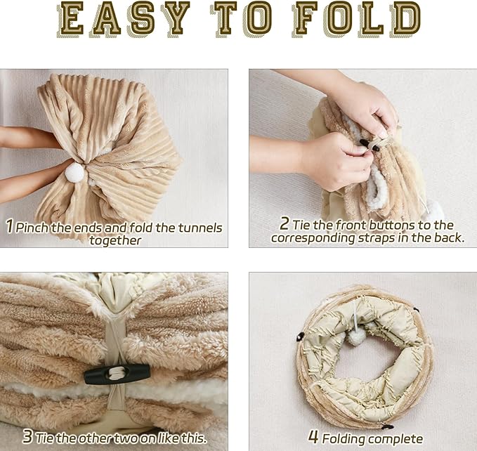 Cat Tunnel for Indoor Cats,Cats Toys Collapsible Tunnel Straight Tube with a Fun Ball and 2 Holes,Cat Play Tunnels,for Rabbits, Ferrets, Puppies & Large Pets,Diameter 11.8 Inch