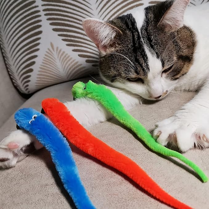 Cat Toy Worm Refills, 12 Pieces Interactive Cat Wand Attachments Worms Toy for Indoor Cats