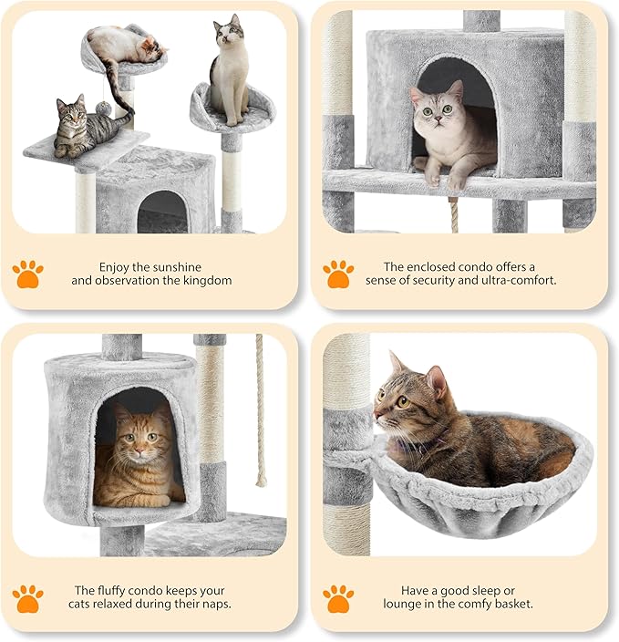 Yaheetech 79 inches Cat Tree Multi-Level Cat Tower with Scratching Post Indoor Cat Condo Pet Stand Play House Furniture Kitten Kitty Activity Center