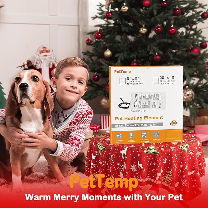 Pet Bed Warmer, Compact Heating Pad Insert for Cat Dog Beds, Turn Any Pet Bed Into a Heated Pet Sleep Pad, Waterproof Heated Mat with Chew-Resistant Cord, Safe and Warm (L:20' x 10'')