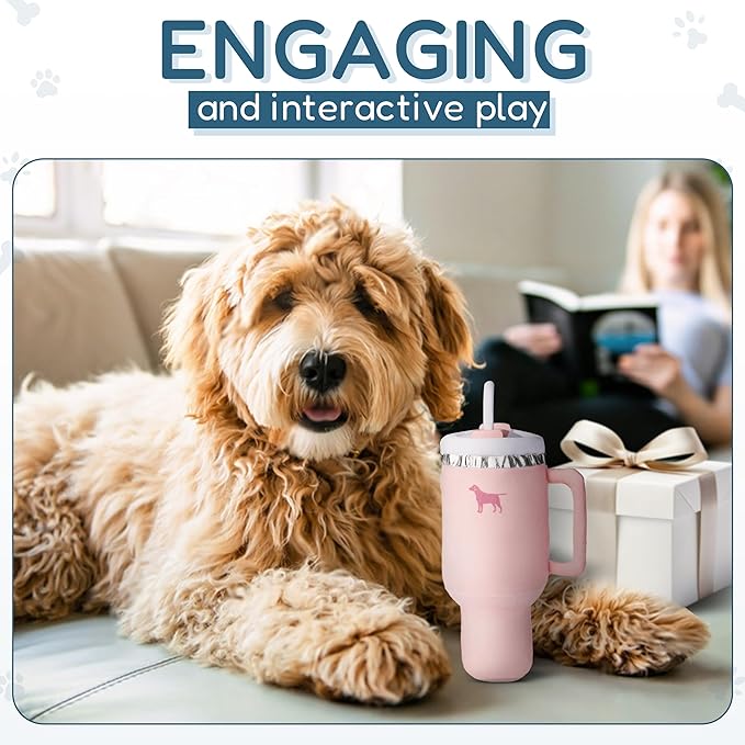 Pup Cup Tumbler Dog Toy – Birthday Dog Toy, Funny Squeaky Plush Puppy Gift, Cute Birthday Present (Pink Peach Dust)