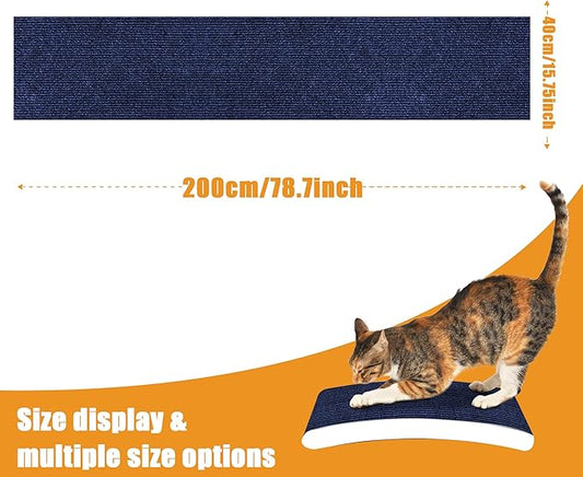 Cat Scratching mat Self-Adhesive, Trimmable Furniture Protector for Couch, Sofa, Wall & Cat Trees - Durable Scratch Pad with Nano Tape, DIY Climbing Carpet for Indoor Cats (Dark Blue, 78.7"x15.8")