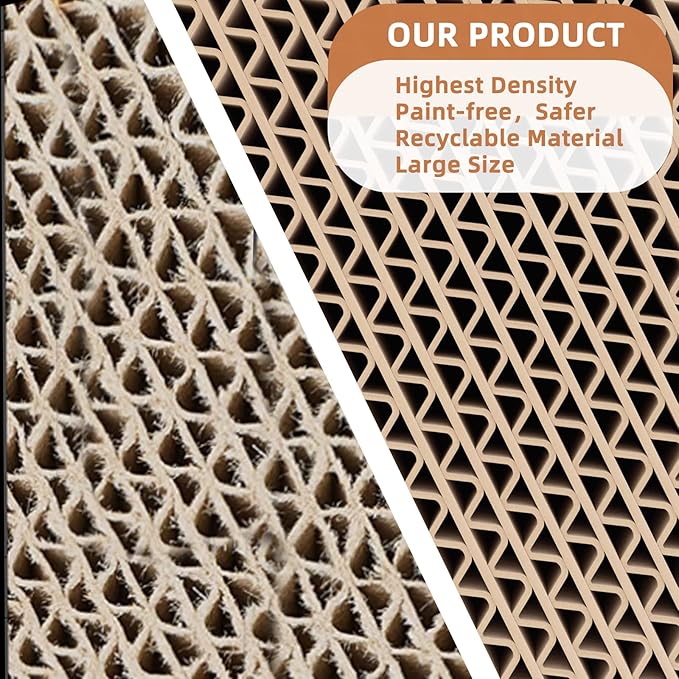 Fluffydream Cat Scratcher with Cat Toys Ball Track, Build-in Ball, L-Shaped Scratcher, Cardboard Lounge Bed, Stable and Durable, Furniture Protector, Reversible