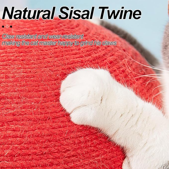 Cat Scratching Post - Mushroom Tall Cat Scratcher Cat Interactive Toys Ideal for Medium and Small Cats, No Assembly Required (Red, Small)