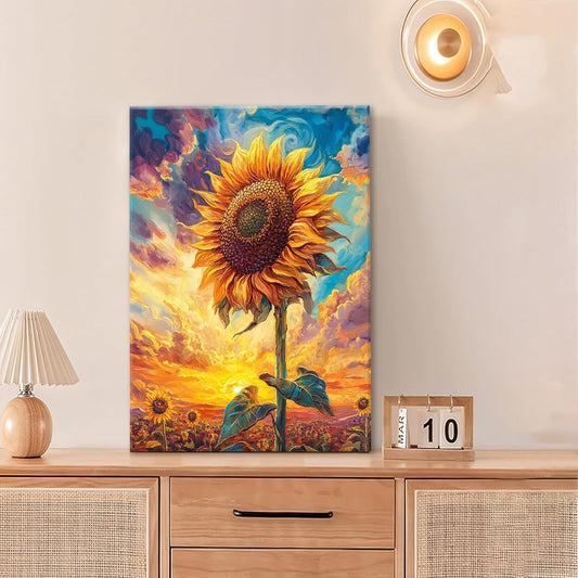 Sunflower Wall Art Canvas Yellow Floral Wall Decor Prints Framed Painting Pictures Gifts Artwork for Bathroom Bedroom Living Dining 16"x24"
