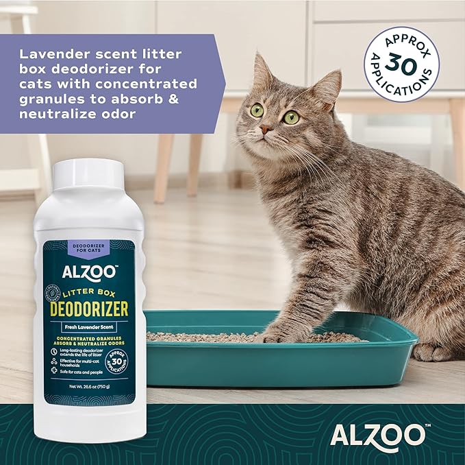 Cat Litter Deodorizer, Concentrated Granules Absorb & Help Neutralize Odors, 100% Plant-Based Active Ingredients, Up to 30 Uses, Fresh Lavender Scent, 26.6 Oz., Pack of 2