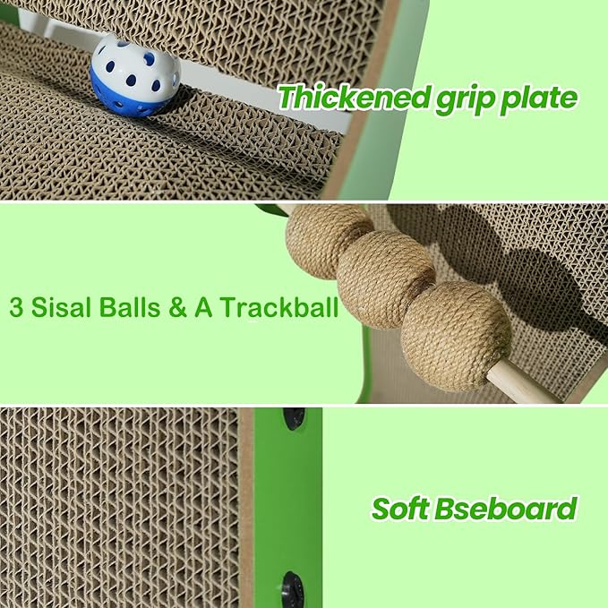 Cat Scratcher, 23.6 Inch Cat Scratching Post, L Shaped Vertical cat Scratching Board for Wall and Couch Protection, Cardboard Cat Scratcher with Ball Toy for Indoor Cats