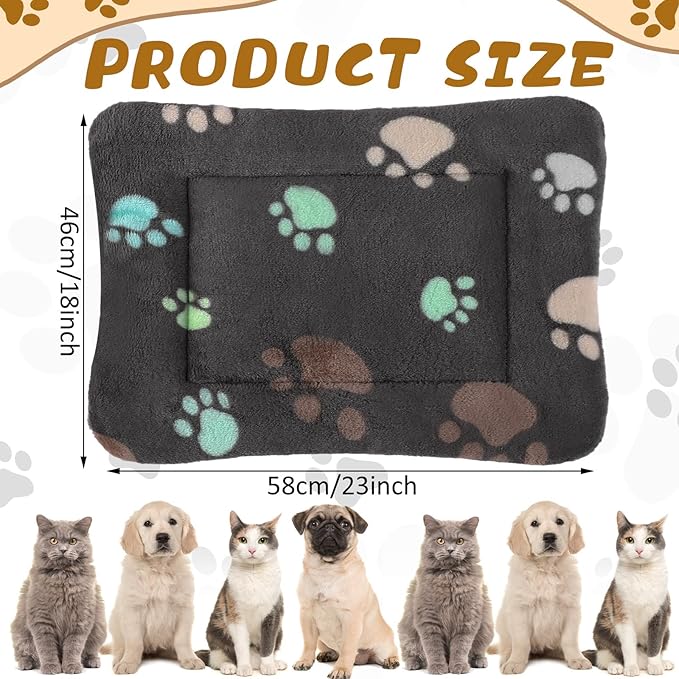 4 Pack Ultra Soft Dog Cat Bed Mat with Cute Prints Reversible Fleece Dog Crate Kennel Pad Cozy Washable Thickened Hamster Guinea Pig Pet Bed Mat for Small Animals(23 x 18 Inches,Black)