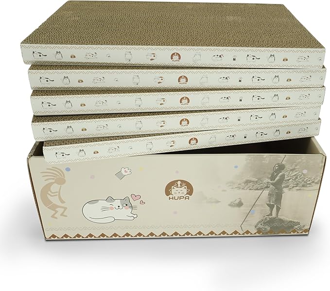 5 PCS Cat Scratching Boards | Reversible Cardboard Cat Scratcher with Catnip | Corrugated Cardboard cat Scratcher | Indoor Cat Scratch Pad | Durable Cat Scratcher Box | 16.34" L x 11.42" W x 5.51" H