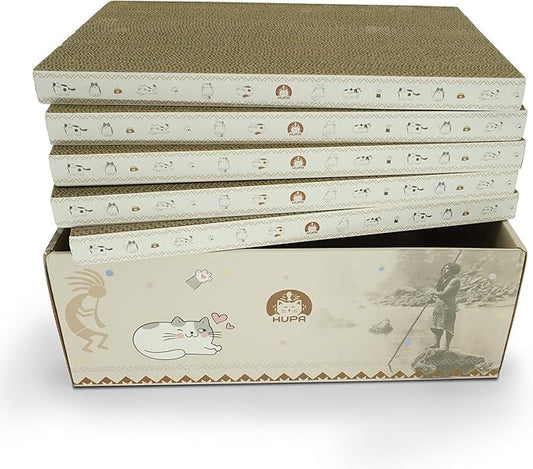 5 PCS Cat Scratching Boards | Reversible Cardboard Cat Scratcher with Catnip | Corrugated Cardboard cat Scratcher | Indoor Cat Scratch Pad | Durable Cat Scratcher Box | 16.34" L x 11.42" W x 5.51" H