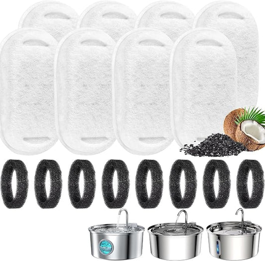 Pawira Water Fountain for Cats, 2025 Upgraded 3.2L/7L Stainless Steel Cats & Dogs Water Fountain with Filter Sets, Multi-Filtration, Whisper Quiet, Easy to Clean (3.2L/112oz, Extra 8 Filter Sets)