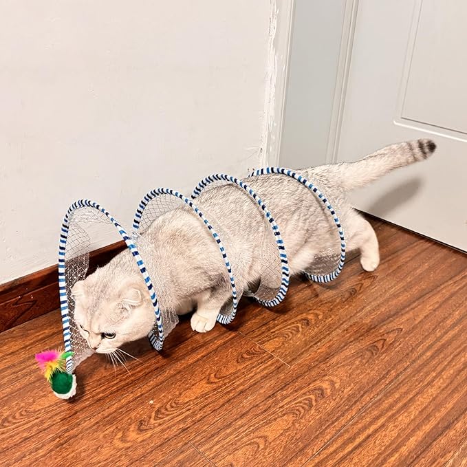 2-Pack Large Cat Tunnel Beds - Indoor & Outdoor, Interactive Spring Toys for Cats & Kittens