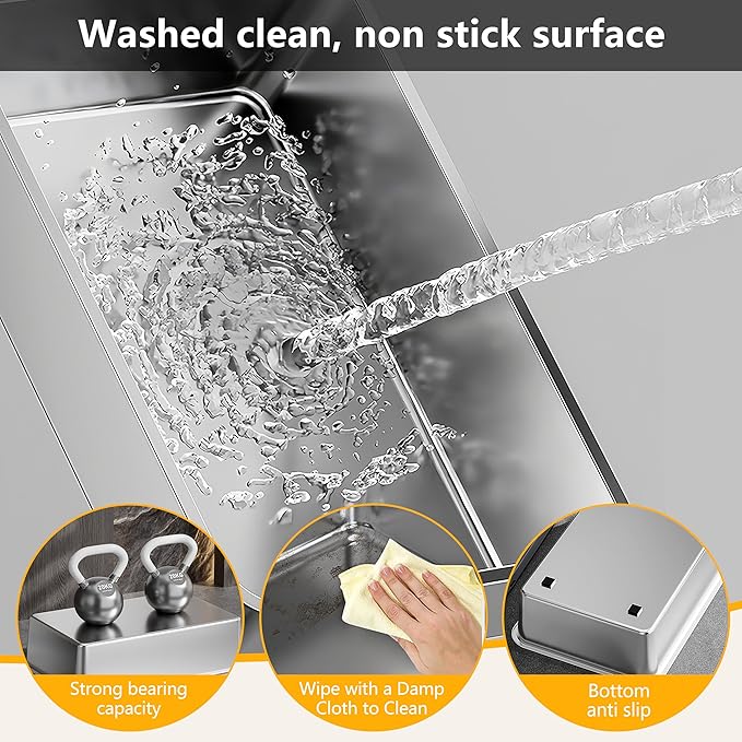 Stainless Steel Cat Litter Box for Multi-Cat Homes - High-Sided Anti-Leak Design,Large Cat Toilet， Non-Stick Surface, Odorless & Easy Clean, Durable with Litter Mat & Scoop