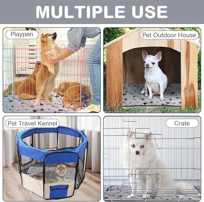 Namalu 4 Pack Self Warming Cat Bed Self Heating Cat Mat Star Pattern Soft Dog Crate Pad Thermal Pet Mat Anti Slip Kennel Washable Dog Warming Bed for Outdoor Indoor(24 x 35 Inch,Rectangle)