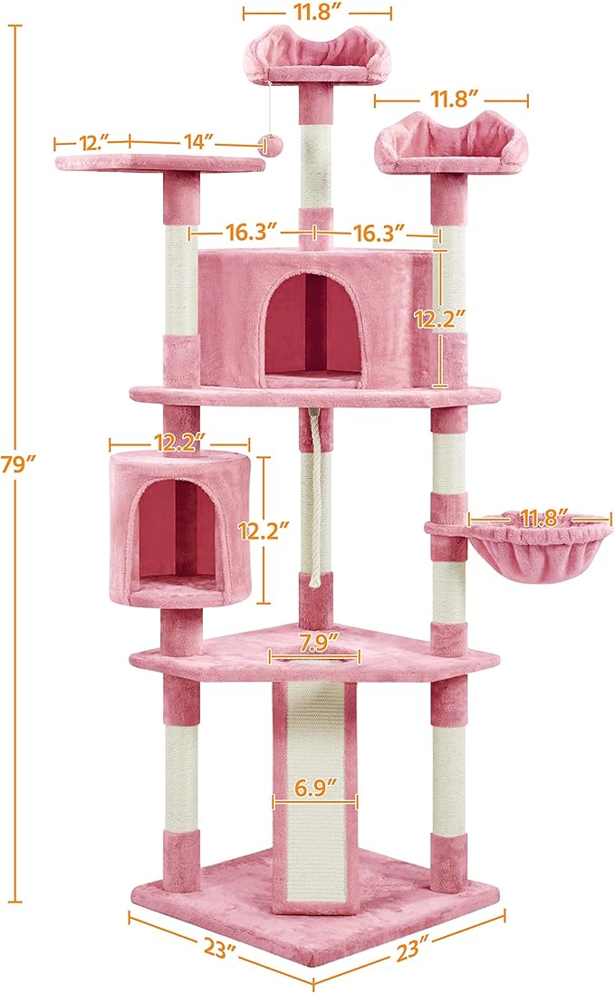Yaheetech 79in Cat Tree Multi-Level Cat Tower with Scratching Posts for Indoor Cats, Cat Furniture Play Center for Cats and Kitten
