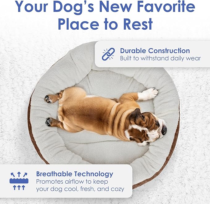 AMERICAN KENNEL CLUB 31" Mason Fabric Round Pet Bed - Stylish Washable Dog Bed with Non-Slip Bottom, Plush Sleeping Surface - for Cats, Large Breeds