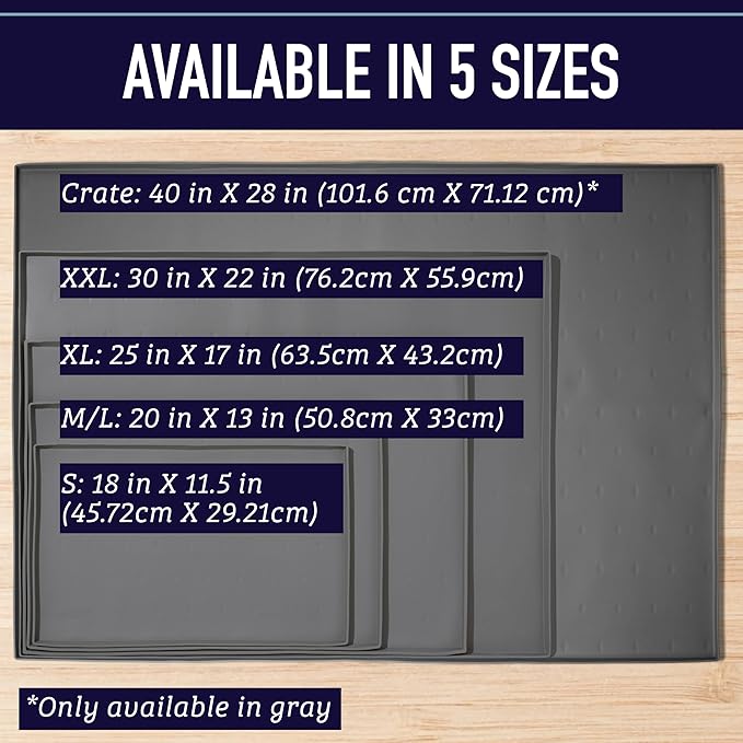 Leash Boss Dog Food Mat for Food and Water Bowls, Waterproof Silicone Pet Feeding Mat for Floors, Extra Tall Raised Edges, Cat and Dog Placemat for Floors, Dishwasher Safe (Medium: 20"x13" - Navy)