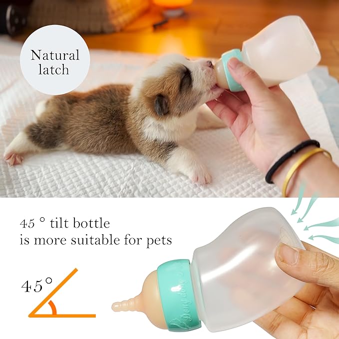 Pet Feeder Bottle,Silicone Feeding Nipple and Syringes for All Breed of Puppies and Other Animals Dongdong pet