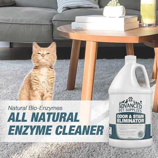 Advanced Pet Supplies Odor Eliminator and Stain Remover Carpet Cleaner with Odor Control Technology, Professional Strength Enzymatic Solution, Natural Enzymes for Carpet and Hardwood Floors (Gallon)
