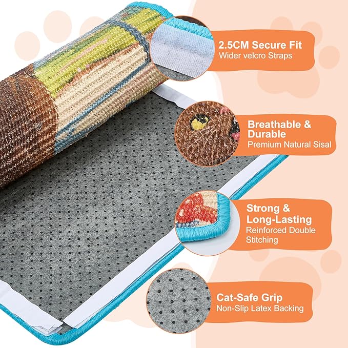 Wall Cat Scratche Stylish Sisal Scratch Mat with Natural Catnip, Artistic Furniture Protector for Couch/Wall, Durable Anti-Scratch Pad for Cats (23.6x15.7 Inch