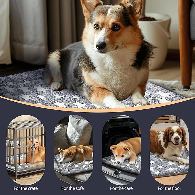 Dog Bed Mat, Reversible Crate Pads for Small/Medium/Large Dogs & Cats Sleeping, Portable & Soft, Dog Beds Crate Pad M(30"*20"*1.5")