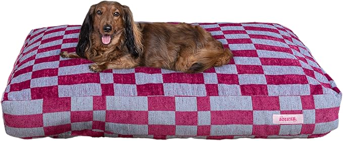 DBD3001C-M Mabel 35" x 23" Designer Modern Ultra Soft Reversible Plush Rectangular Pet Bed with Washable Cover, Blueberry Check