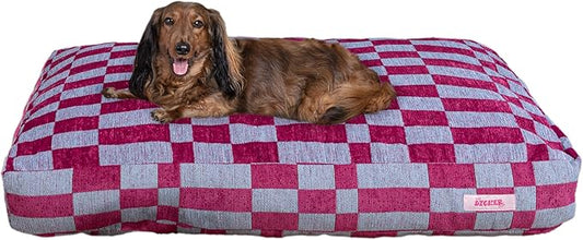 DBD3001C-M Mabel 35" x 23" Designer Modern Ultra Soft Reversible Plush Rectangular Pet Bed with Washable Cover, Blueberry Check