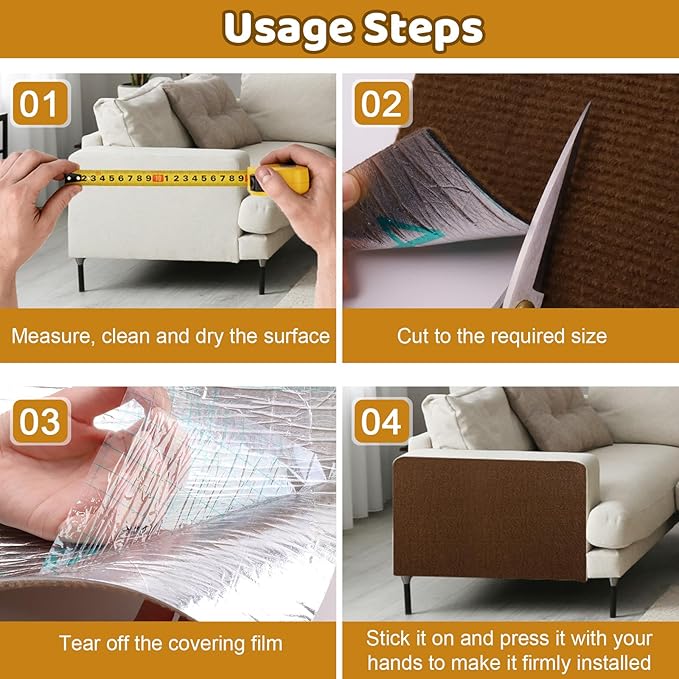 Cat Scratching Mat Self-Adhesive, 118"x15.8" Trimmable Cat Scratch Furniture Protector, Durable Cat Scratch Pad for Couches, Cat Trees, Walls, Easy to Install for Cat Owners