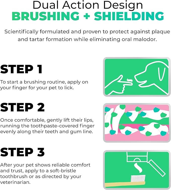 Tartar Shield Pro Care – Natural Enzymatic Pet Toothpaste – Protects Against Plaque & Tartar – Freshens Breath & Gently Removes Stains – for Dogs & Cats – Coconut Flavor, 3 Oz.