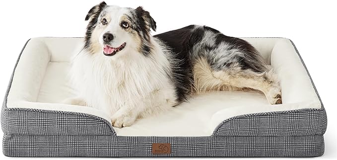 Bedsure XL Orthopedic Dog Bed for Extra Large Dogs - Waterproof XLarge Dog Cat Bed, Comfort Dogs Couch Sofa with Washable Removable Cover, Pet Bed with Nonskid Bottom, Argyle Black-Checks, 42"