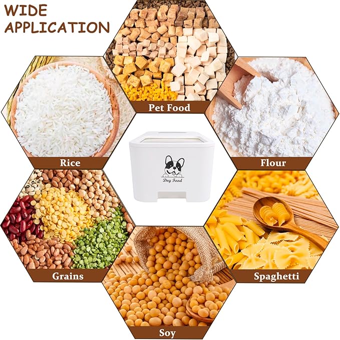 10Lbs Dog Food Storage Container,Pet Food Container with Rolling Wheels & Sliding Lid,BPA Free Plastic Storage Bin For Dog Food Kibble with Measuaring Cups-Rodent proof