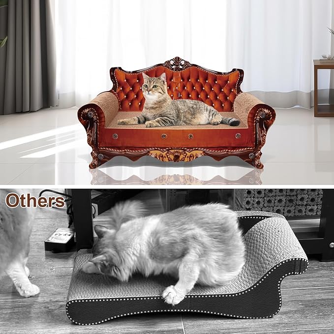 Sofa Shaped Scratching Couch,Thick Scratching Cardboard, Lounge Bed for Indoor Rest&Play, Sofa Scratcher Pad (21.2" L X 12.2 "W X 11.8" H)