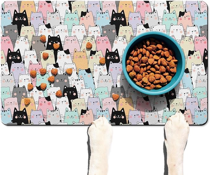 Pet Feeding Mat for Floors Waterproof Dog Mat for Food and Water Absorbent Quick Dry Non Slip mat for Cat Bowls